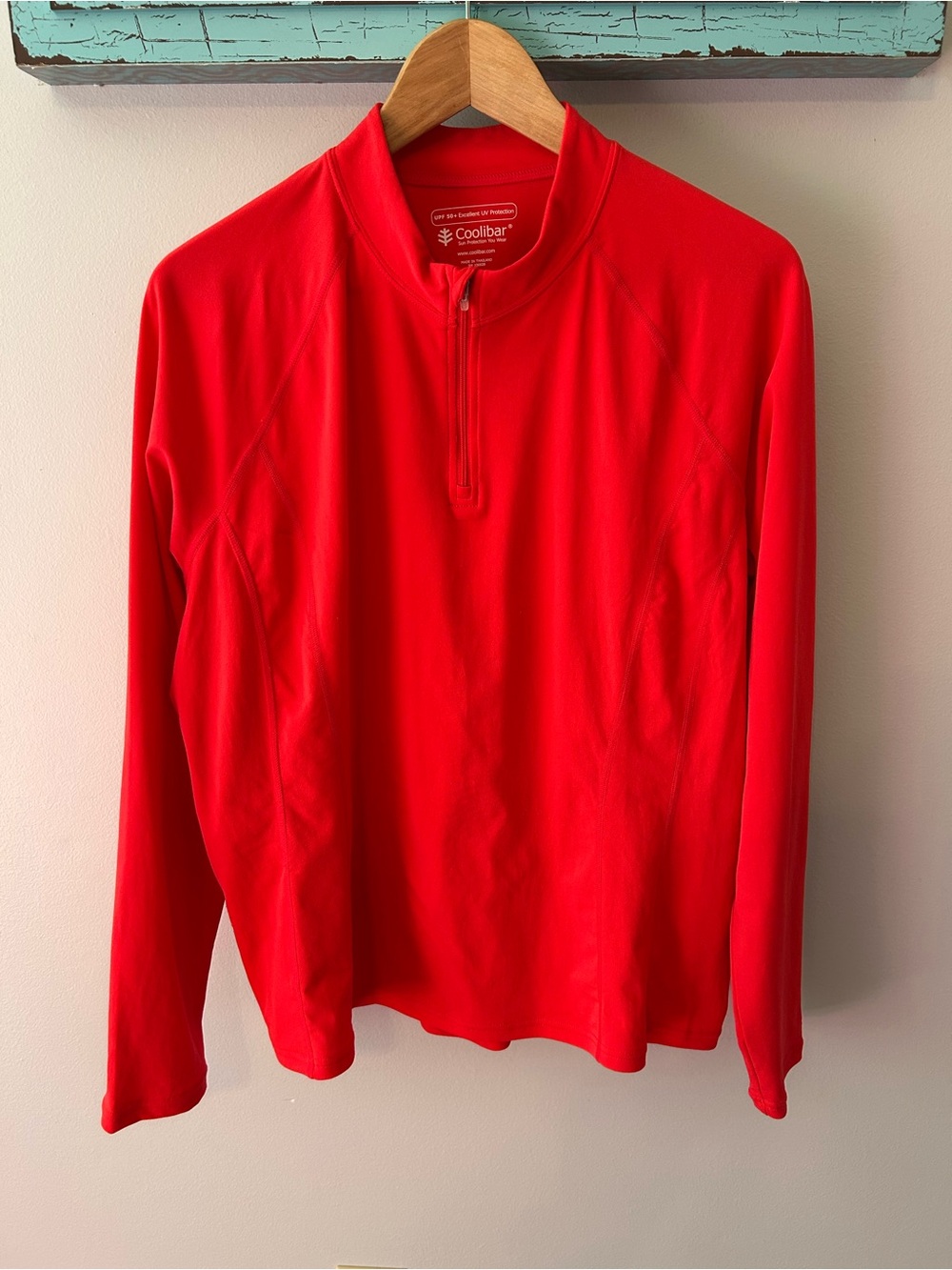 Coolibar Woman’s Red, Long-Sleeved, UPF 50, Quarter-Zip, XL